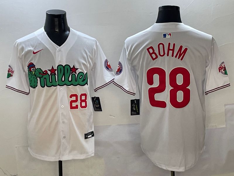 Men Philadelphia Phillies #28 Bohm White three generations Joint Name Nike 2025 MLB Jersey style 4